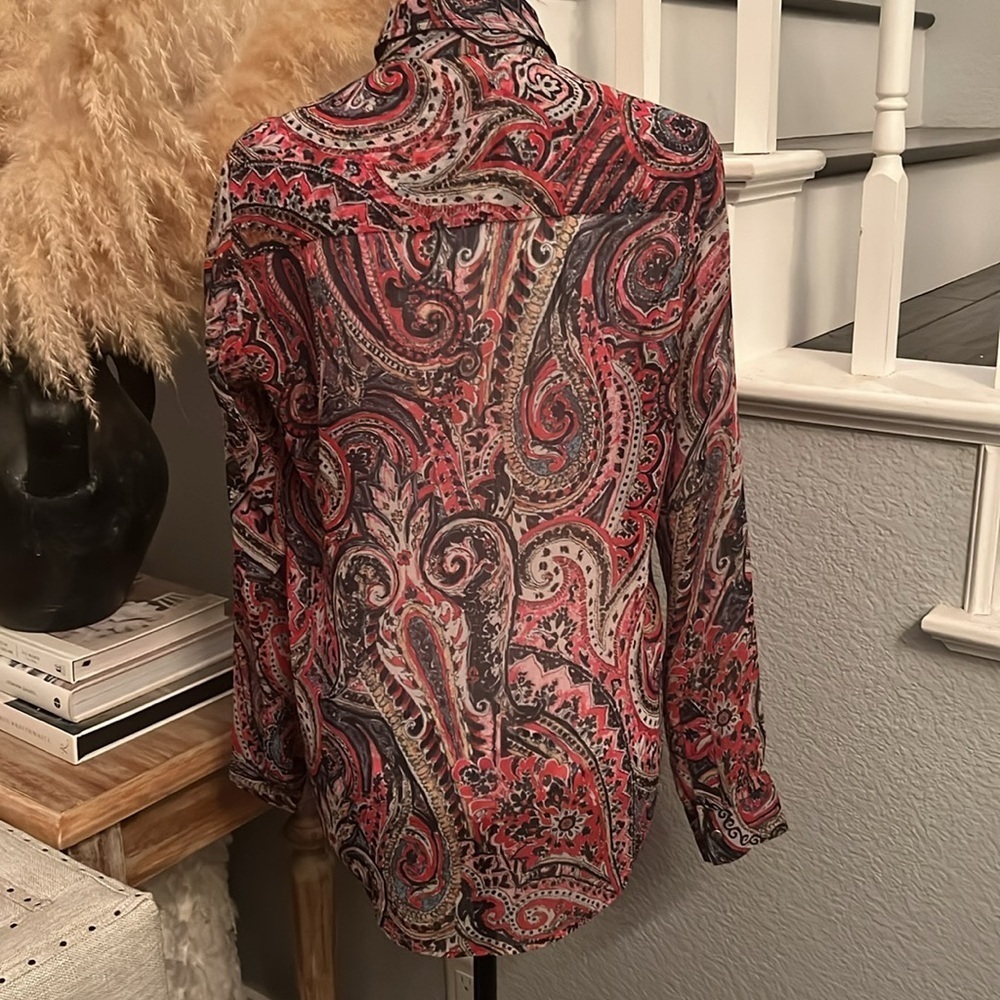 The Kooples Paisley Print Sheer Long Sleeve Blouse Size XS - Picture 6 of 8